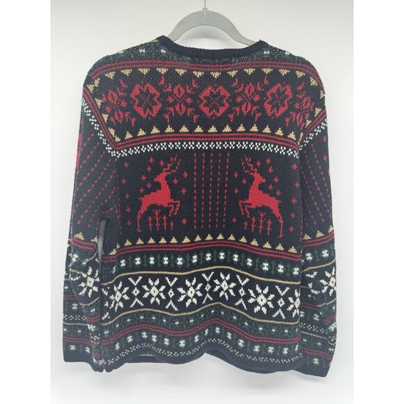 Woman’s 90’s VTG Crystal Kobe Christmas Cardigan Sweater Size S Reindeer - Picture 2 of 7